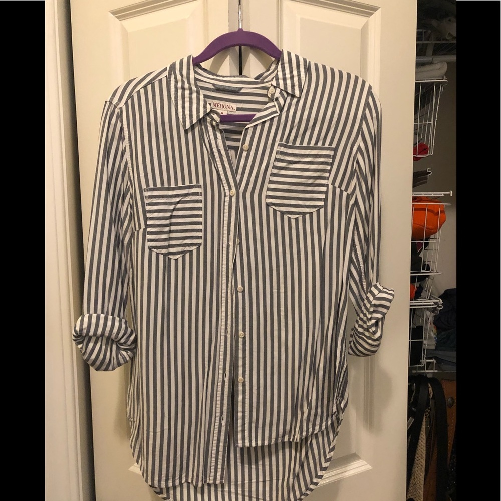 Striped button down.